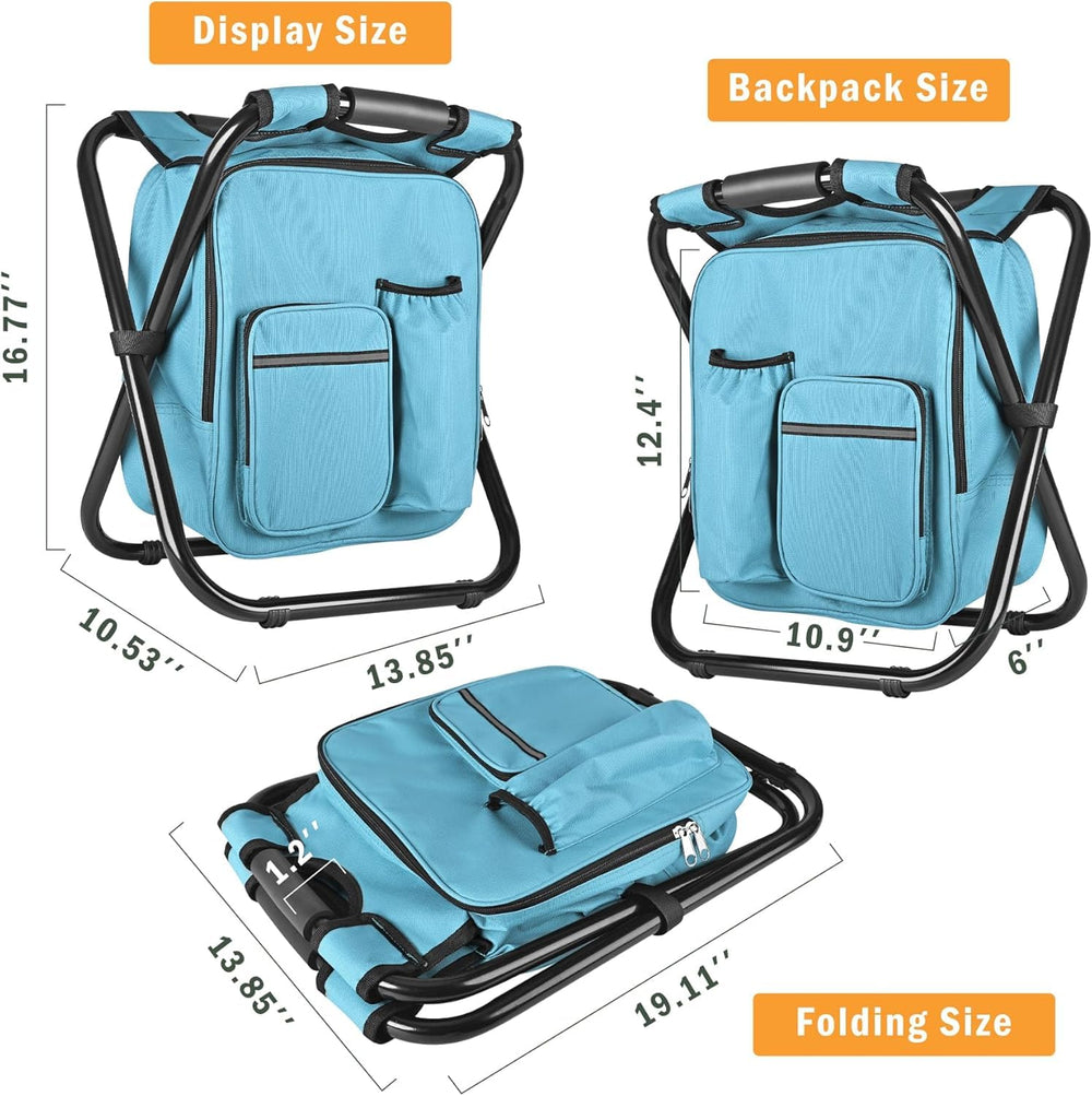 Kikerike backpack stool cooler chair open seat ready for campsite seating