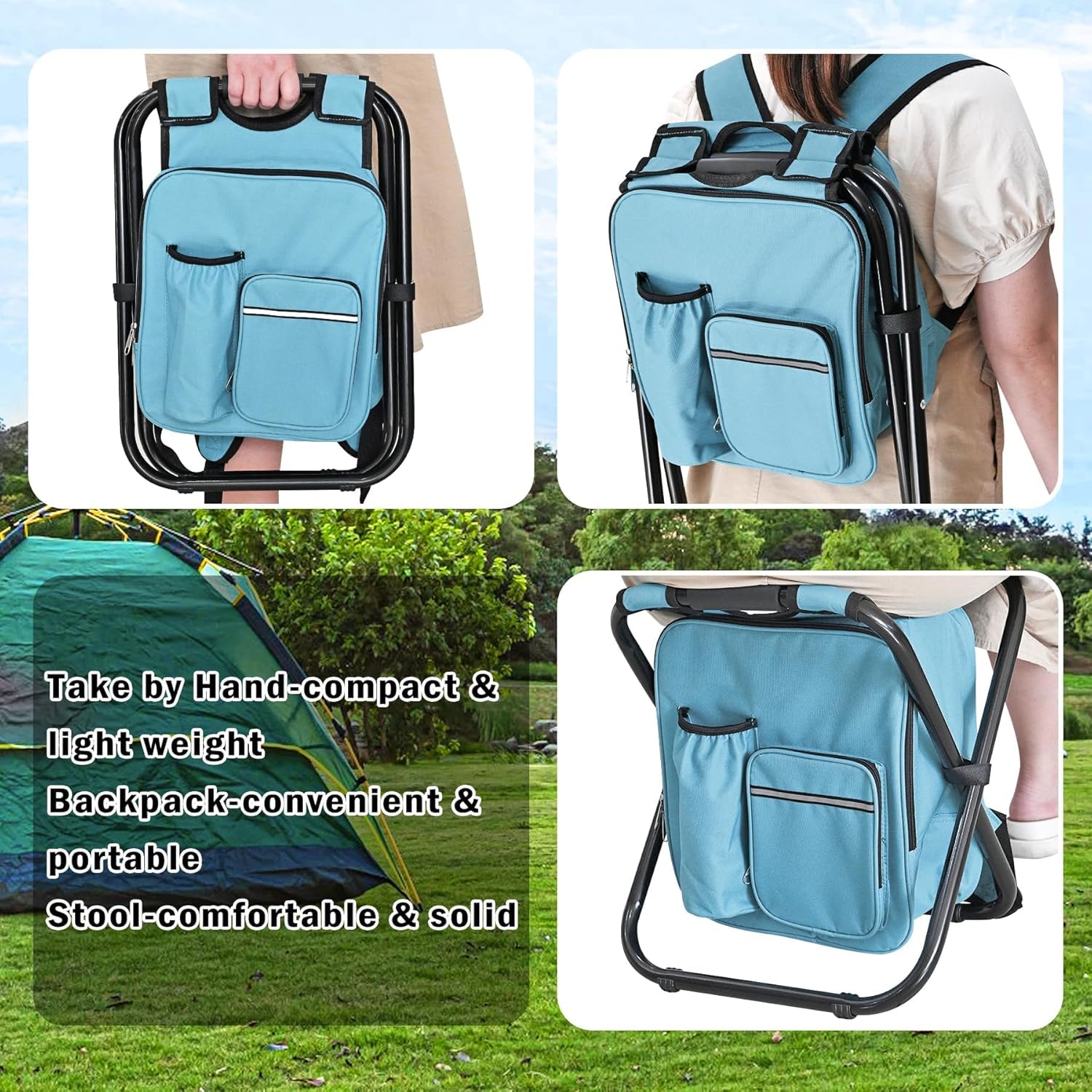 Kikerike backpack stool cooler chair storage pockets keep essentials accessible
