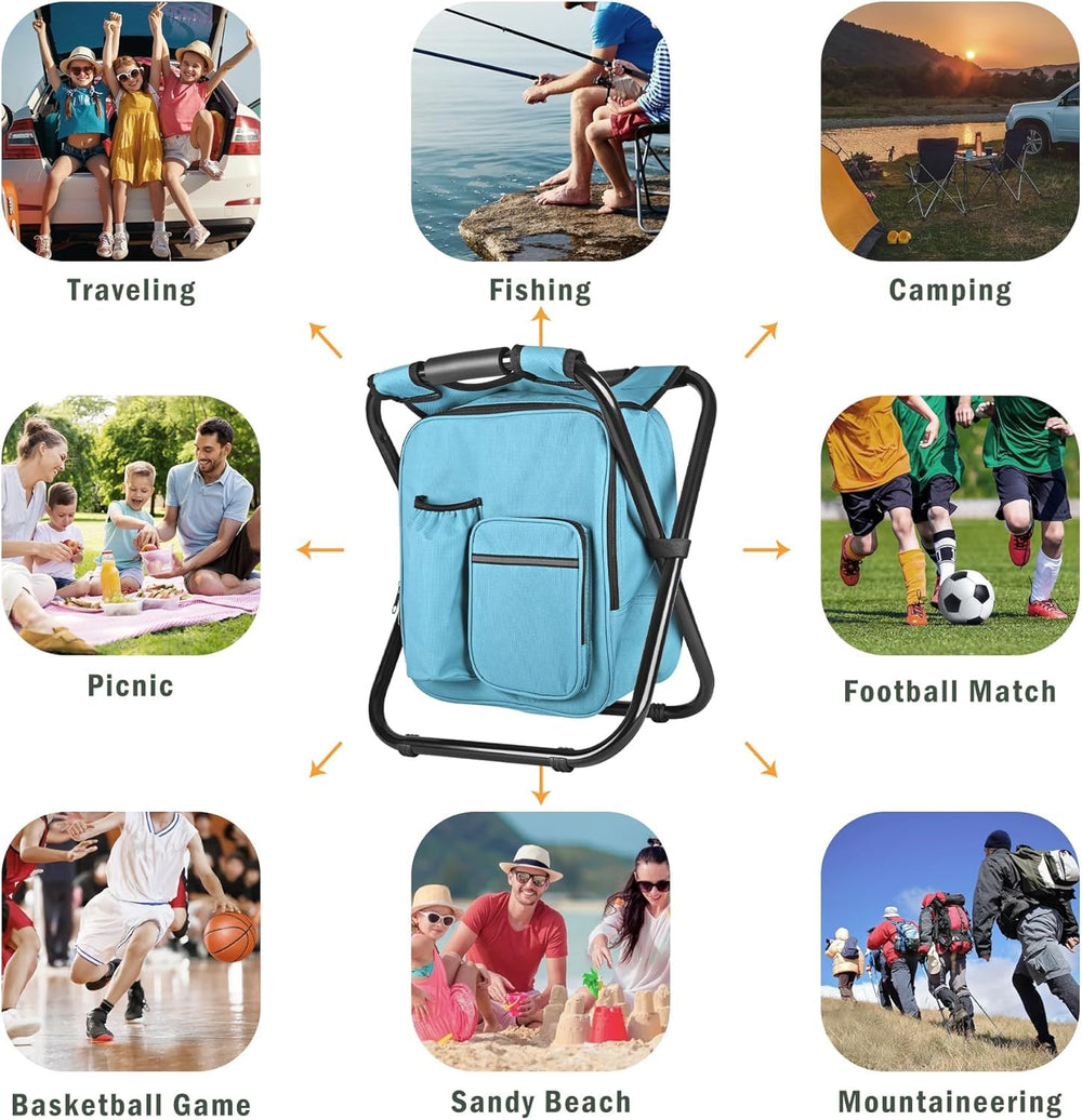 Kikerike backpack stool cooler chair water-resistant fabric supports outdoor use
