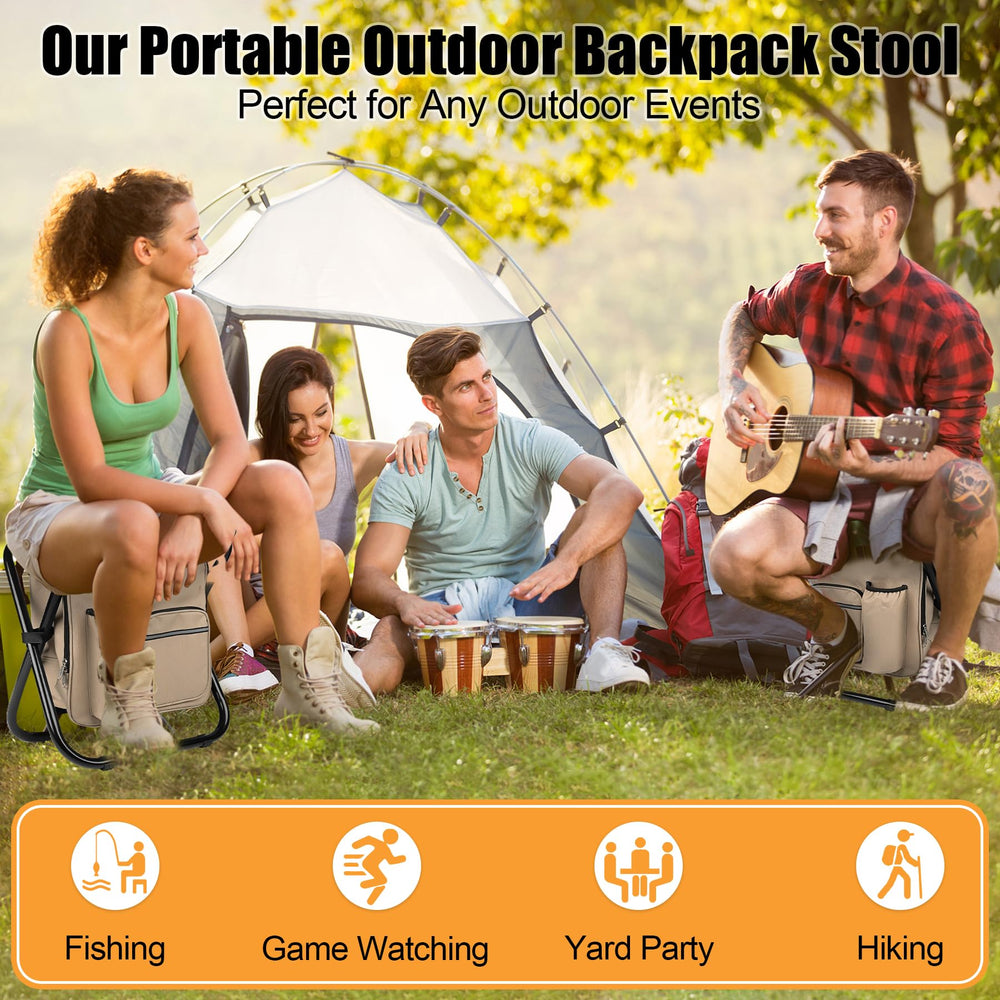 Kikerike backpack-stool sand cooler-integration for on-the-go cooling and seating