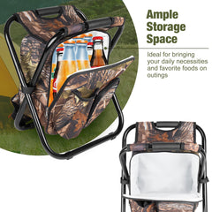 Kikerike backpack stool uses durable Oxford fabric for rugged outdoor use.