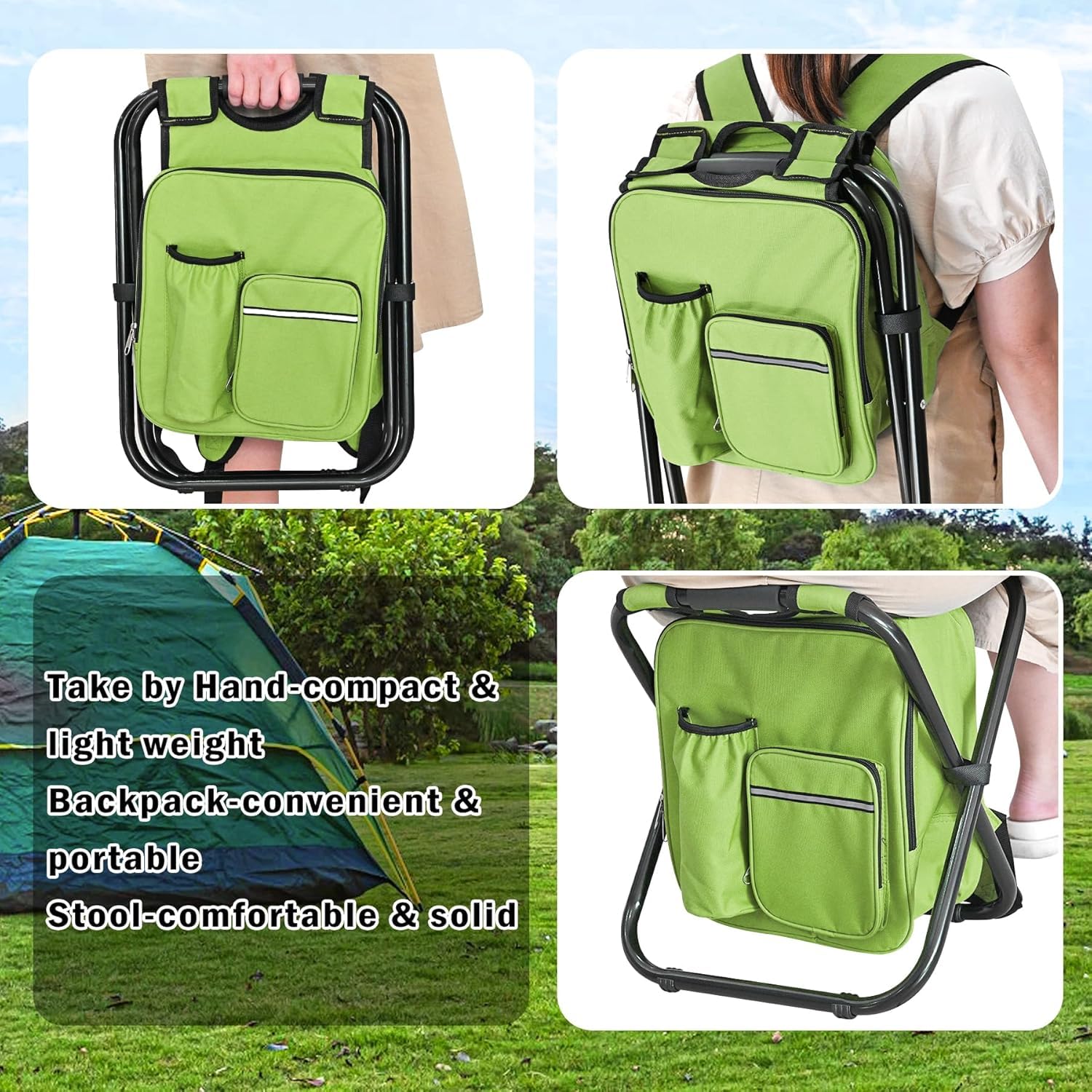 Kikerike backpack stool ergonomic seat with stable support on uneven ground