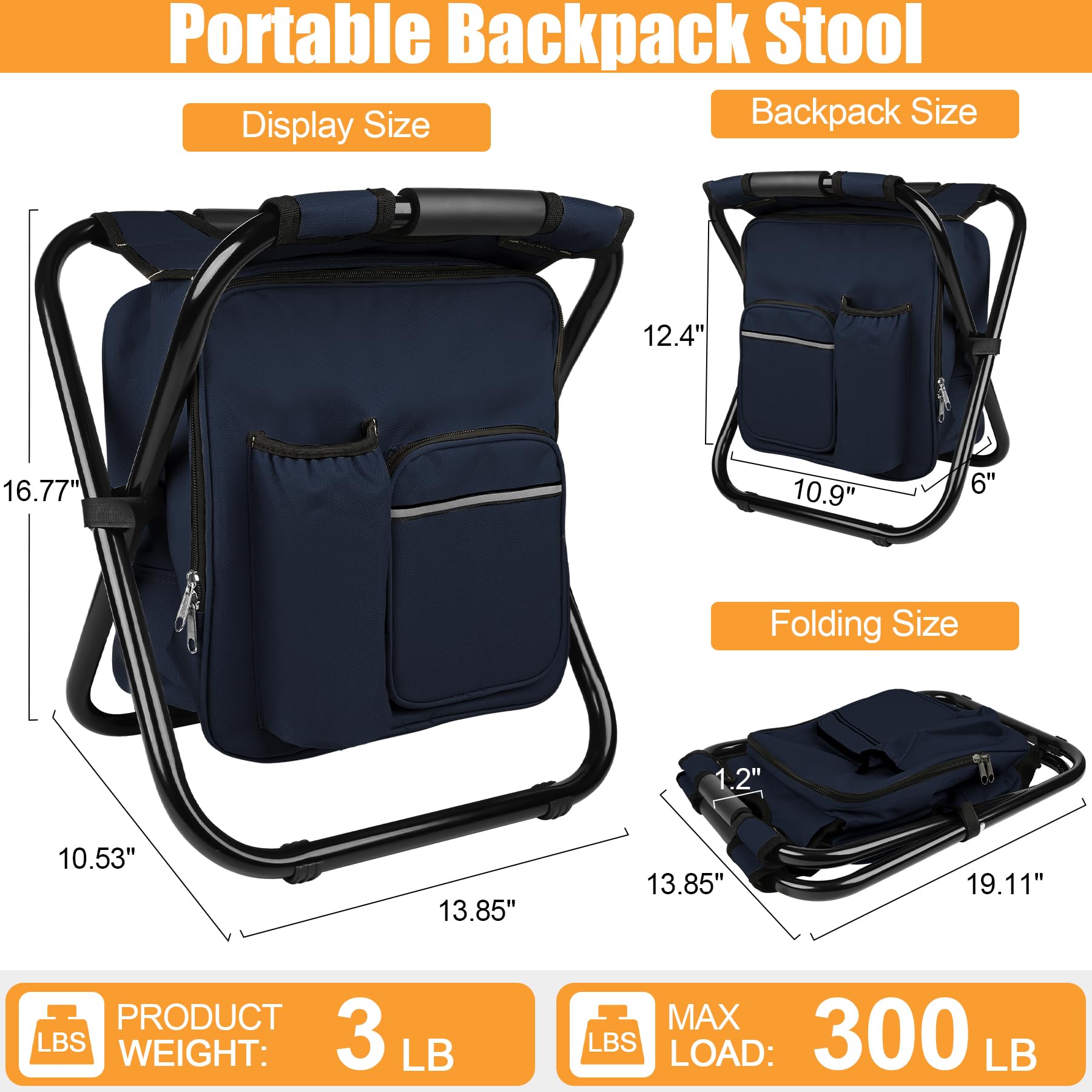 Kikerike backpack stool folded compact for easy transport.