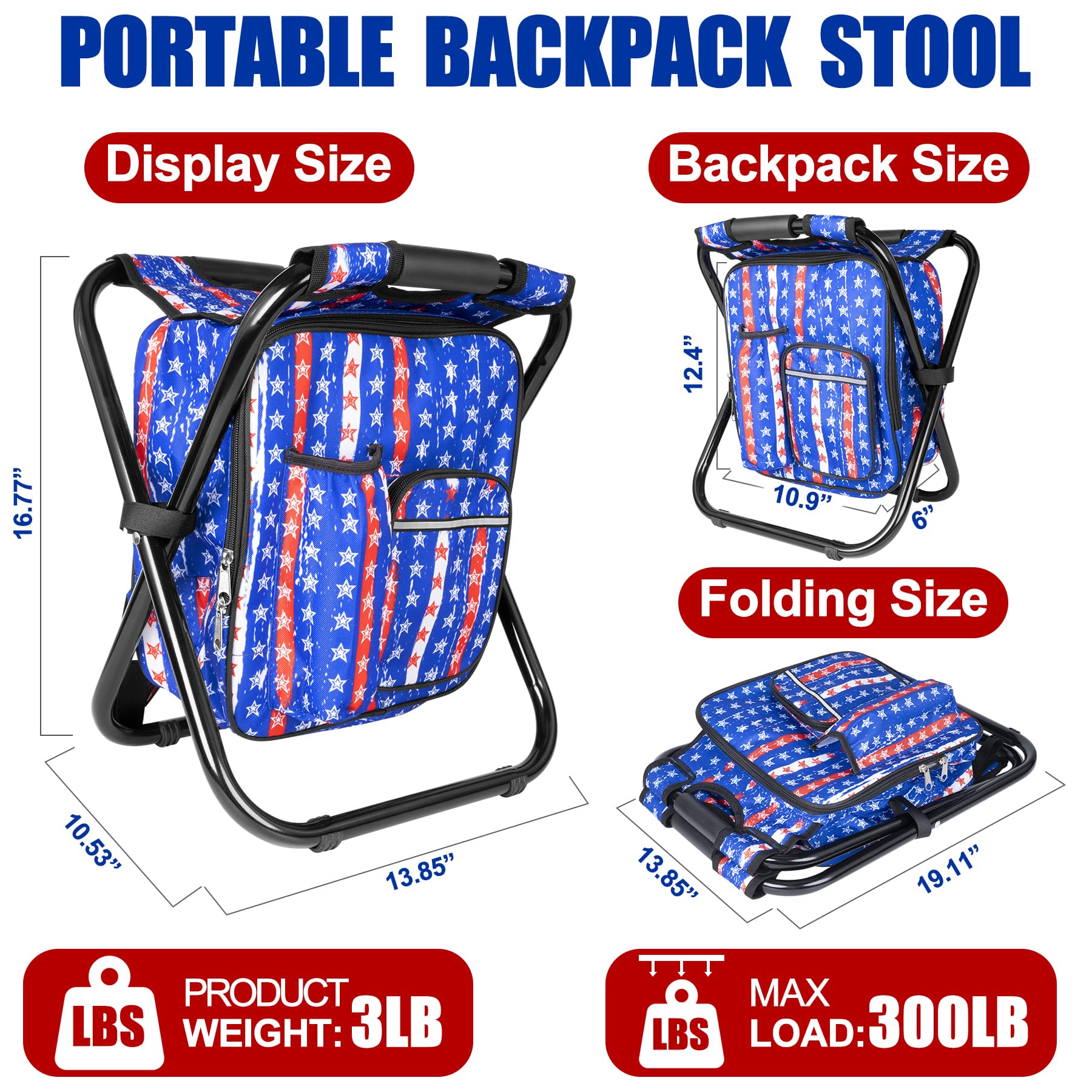 Kikerike backpack-stool-folded-compact shows easy carrying and space-saving travel.