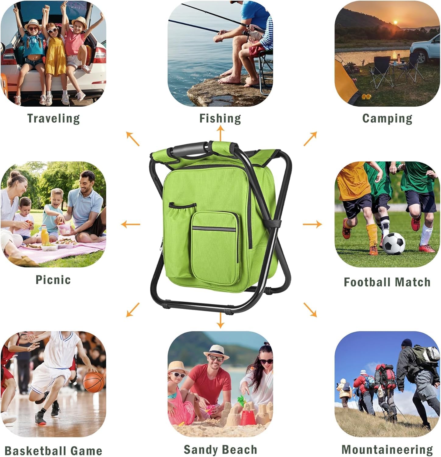 Kikerike backpack stool folded compact for travel and storage