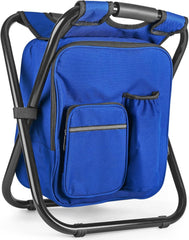 Kikerike backpack-stool folded dark blue demonstrates portable storage.