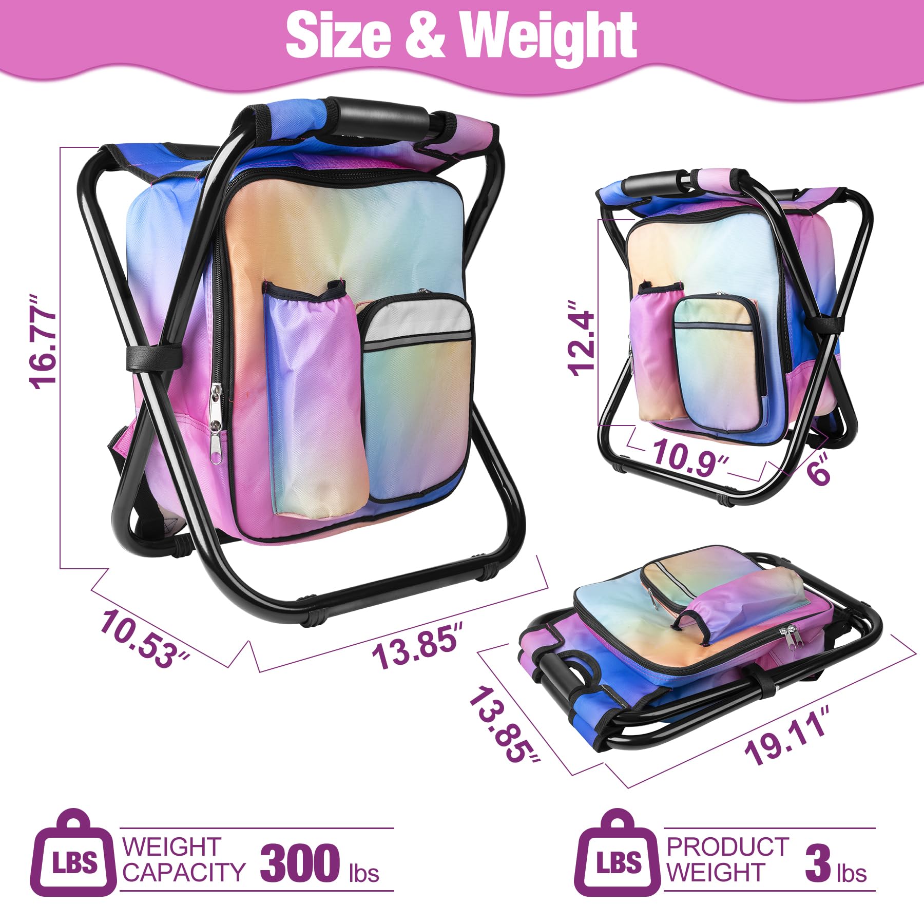 Kikerike backpack stool folded compactly for easy transport and storage.