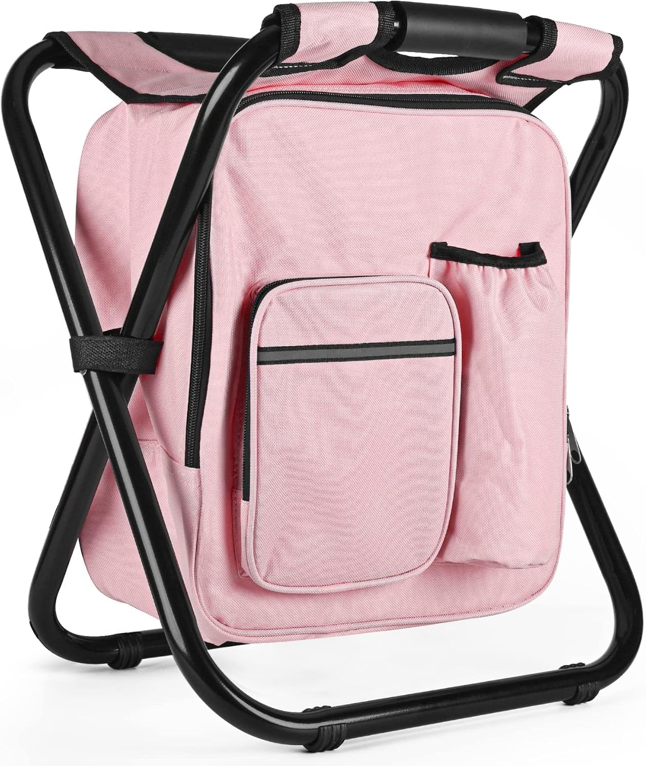 Kikerike backpack-stool-folded compact carry for camping and hiking.