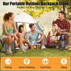 Kikerike backpack stool gray with carrying straps ideal for hikes and trips.