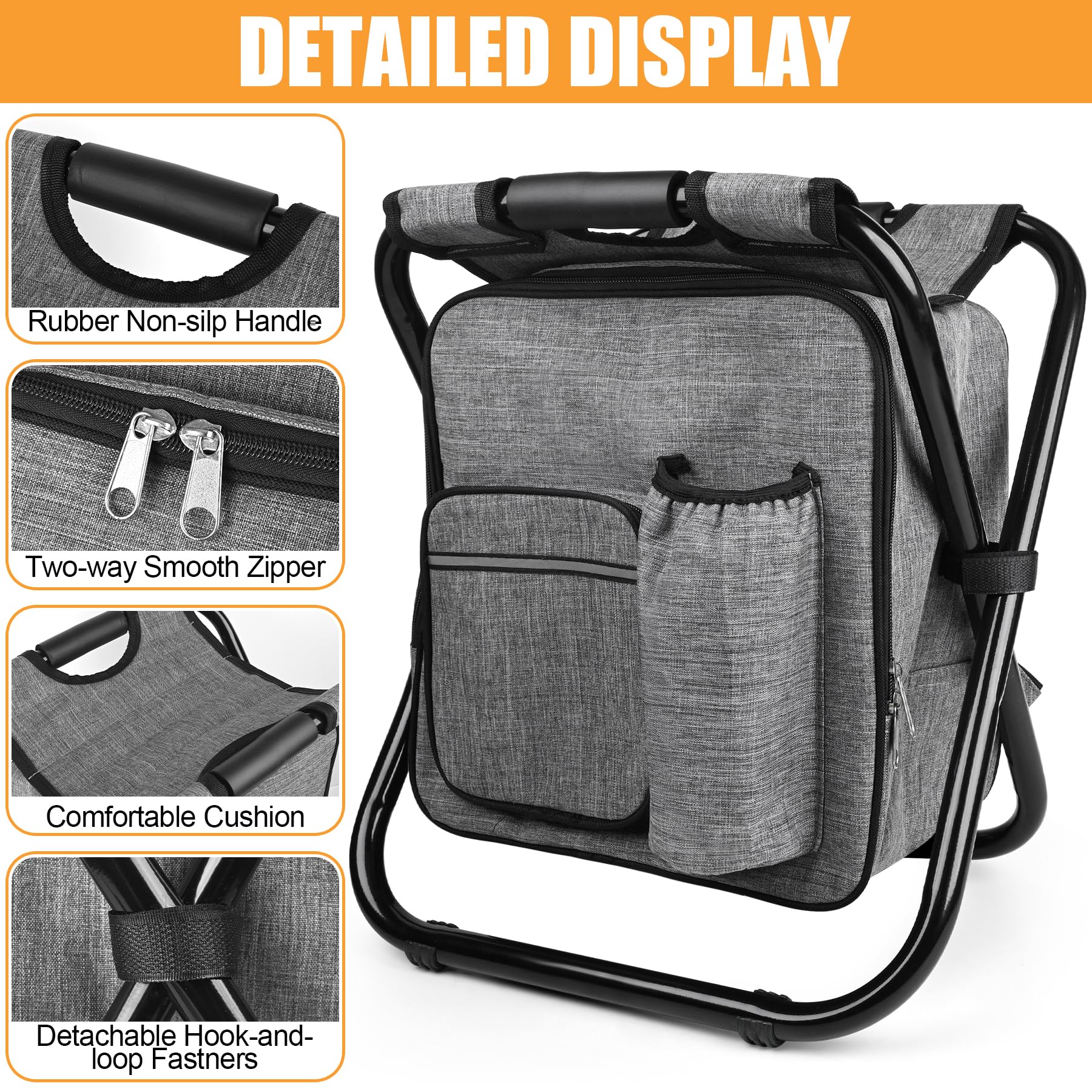 Kikerike backpack stool with insulated cooler bag for drinks on site.