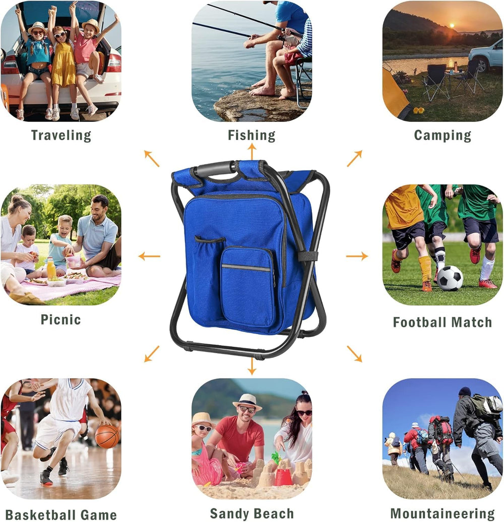 Kikerike backpack-stool insulated-cooler-bag highlights on-the-go refreshments.