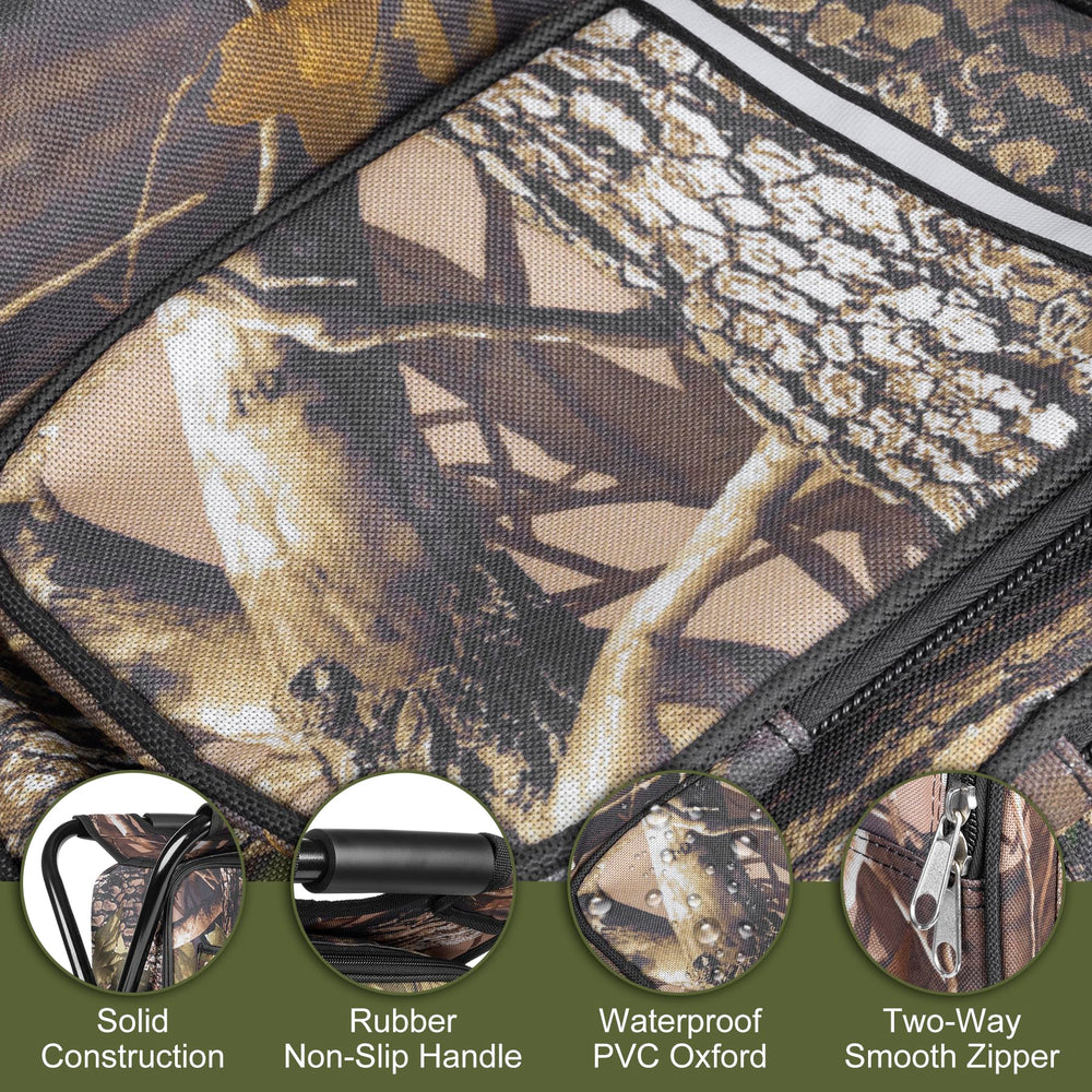 Kikerike backpack stool with insulated cooler bag keeps drinks fresh.