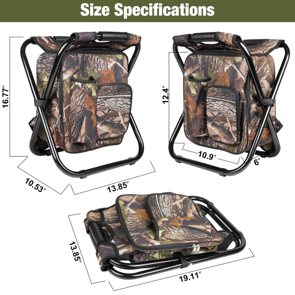 Kikerike backpack stool seat open showing ergonomic, stable camping seating.