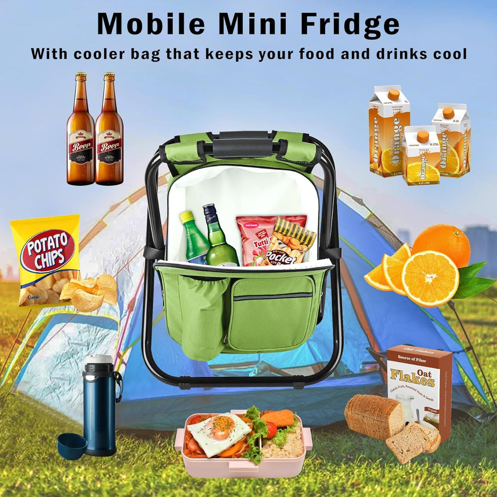 Kikerike backpack stool pockets hold cup and phone for quick access
