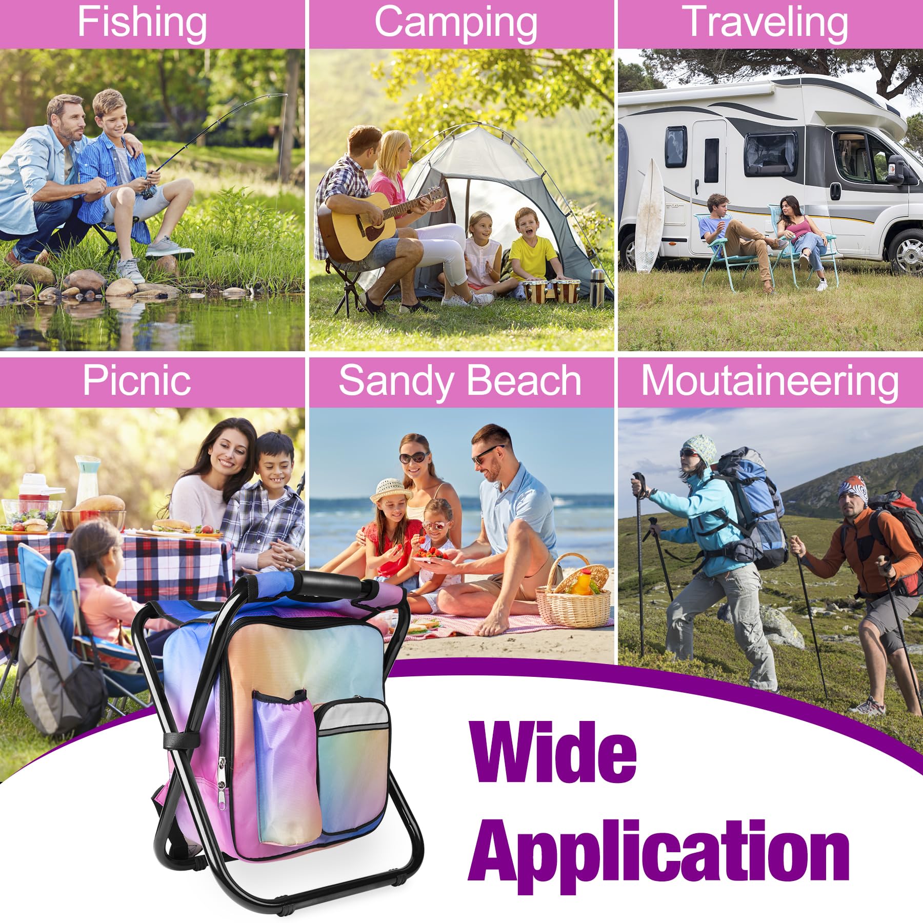 Kikerike multicolor design adds visibility for outdoor trips.
