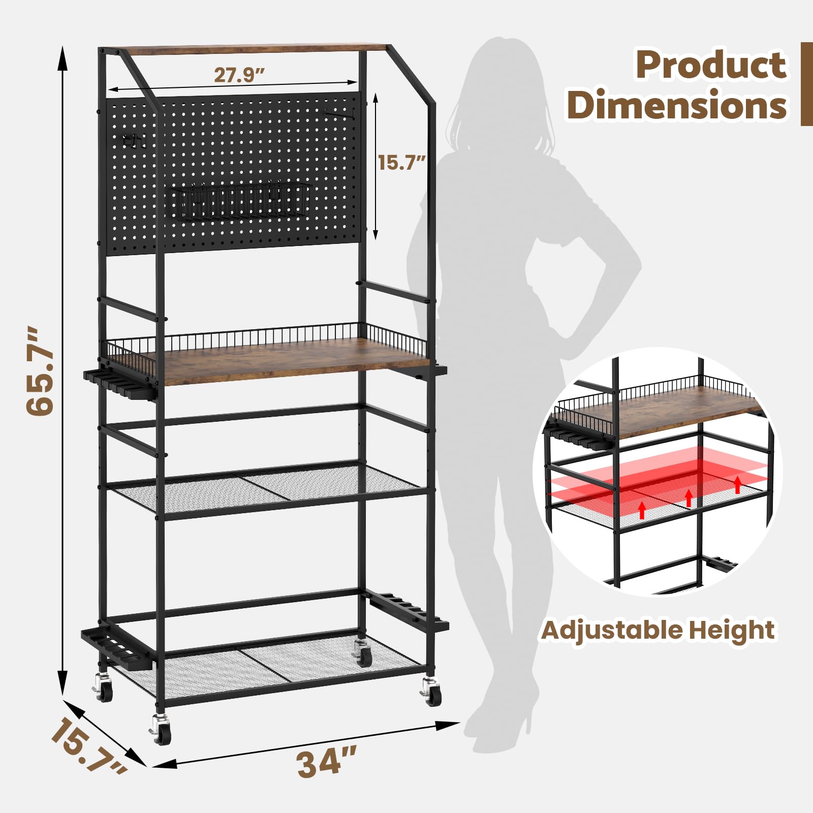 Kikihouse pegboard organizer with hooks for quick reel access and tool storage