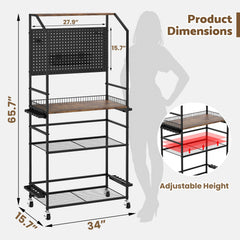 Kikihouse pegboard organizer with hooks for quick reel access and tool storage