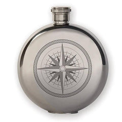 Kikkerland compass canteen flask with engraved pocket design for portable use.