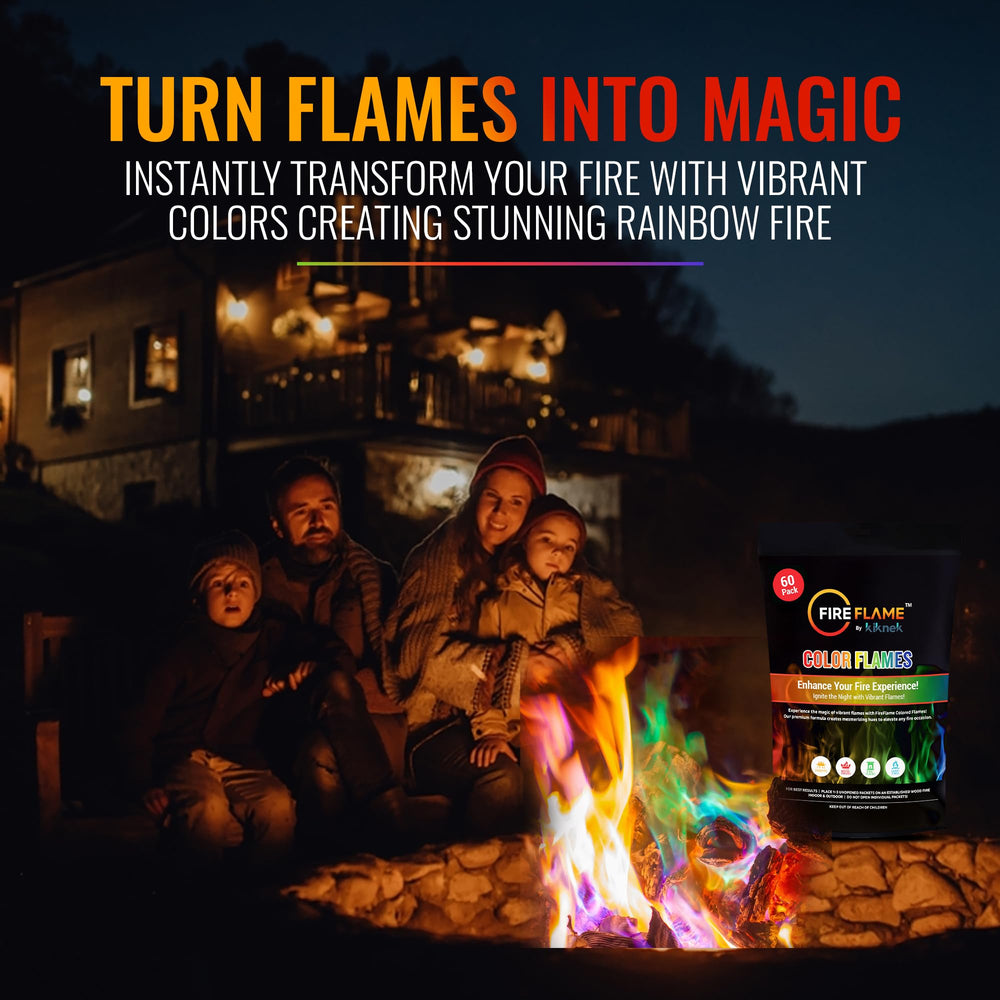 Kiknek Fireflame color flames in an indoor fireplace add a magical touch