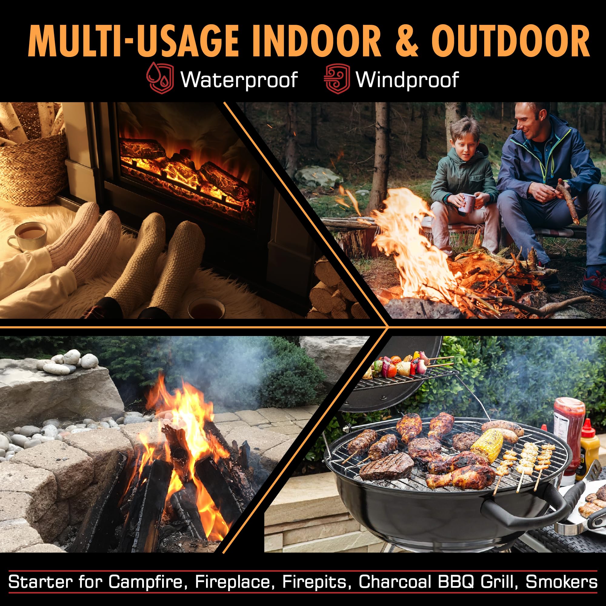 Kiknek FireFlame Plugs burn for over five minutes, providing longer flame time.