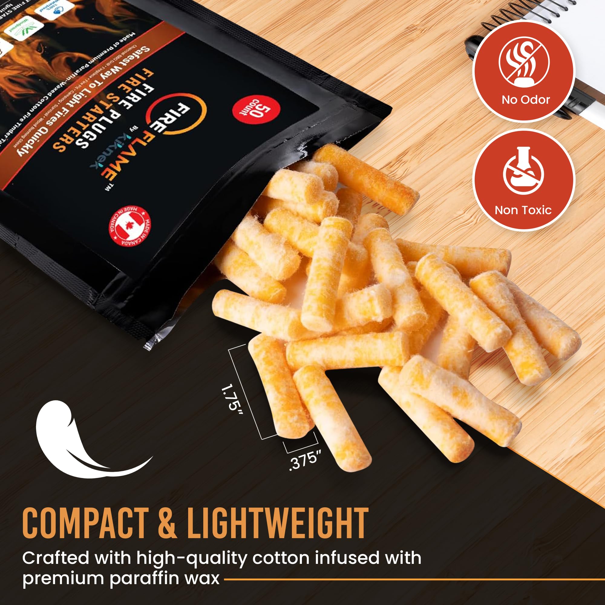 Kiknek FireFlame Plugs with waterproof coating sustain heat in storms.