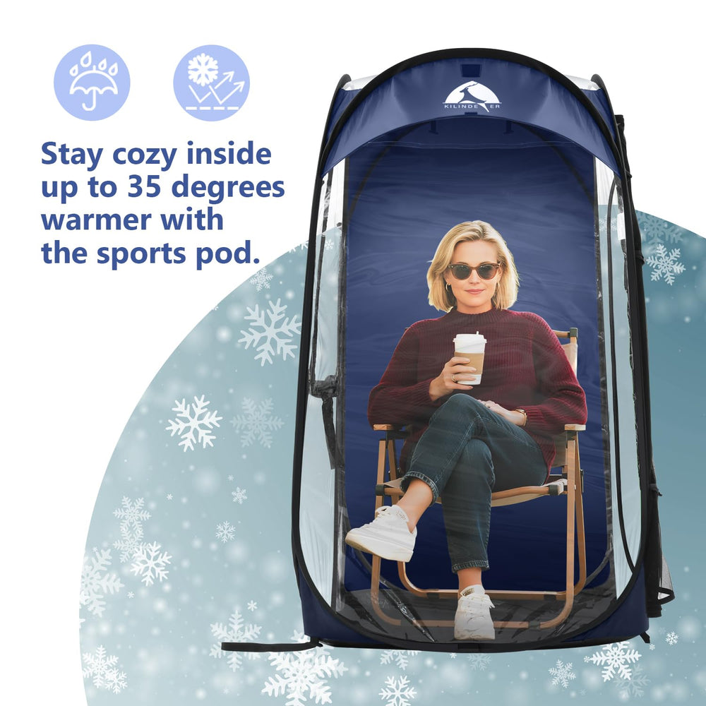 Kilindeer Sports Pod warmth protection highlights interior warmth in sheltered outdoor conditions.