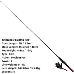 Kilitn 5ft open telescopic rod extended to full length