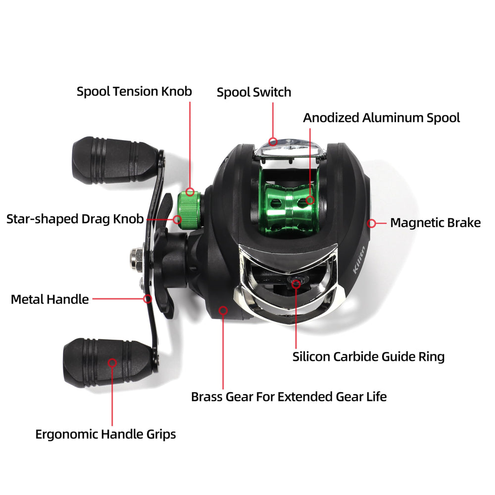 Ergonomic split grip EVA handle on Kilitn fishing rod