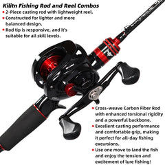 Kilitn baitcasting reel with 6.3:1 gear ratio