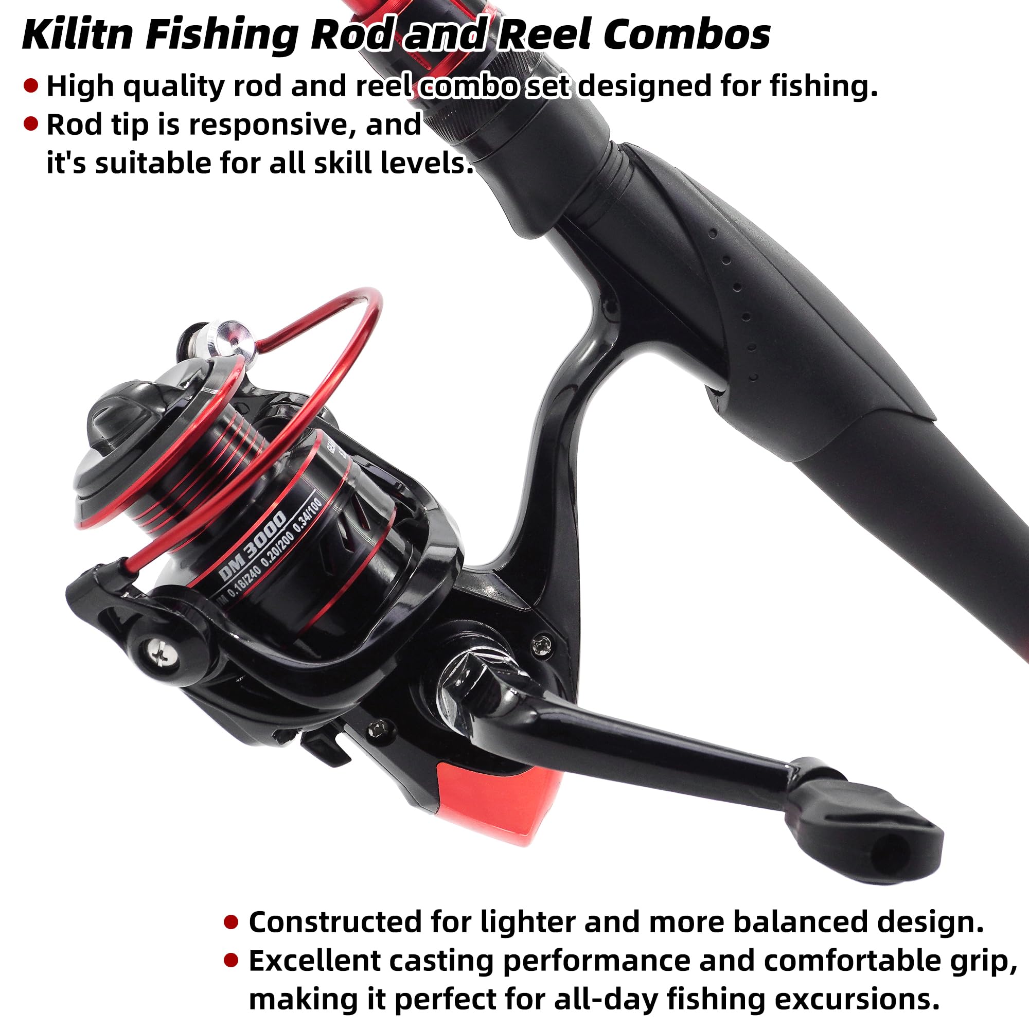 Kilitn fishing rod combo rod closed view highlighting compact travel-ready design