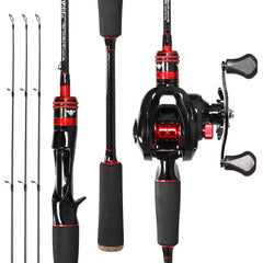 Kilitn fishing rod and reel combo 6ft red-black carbon fiber