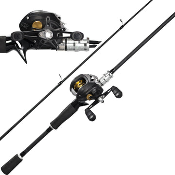 Kilitn black 6ft 2-piece baitcasting rod and reel combo – front view