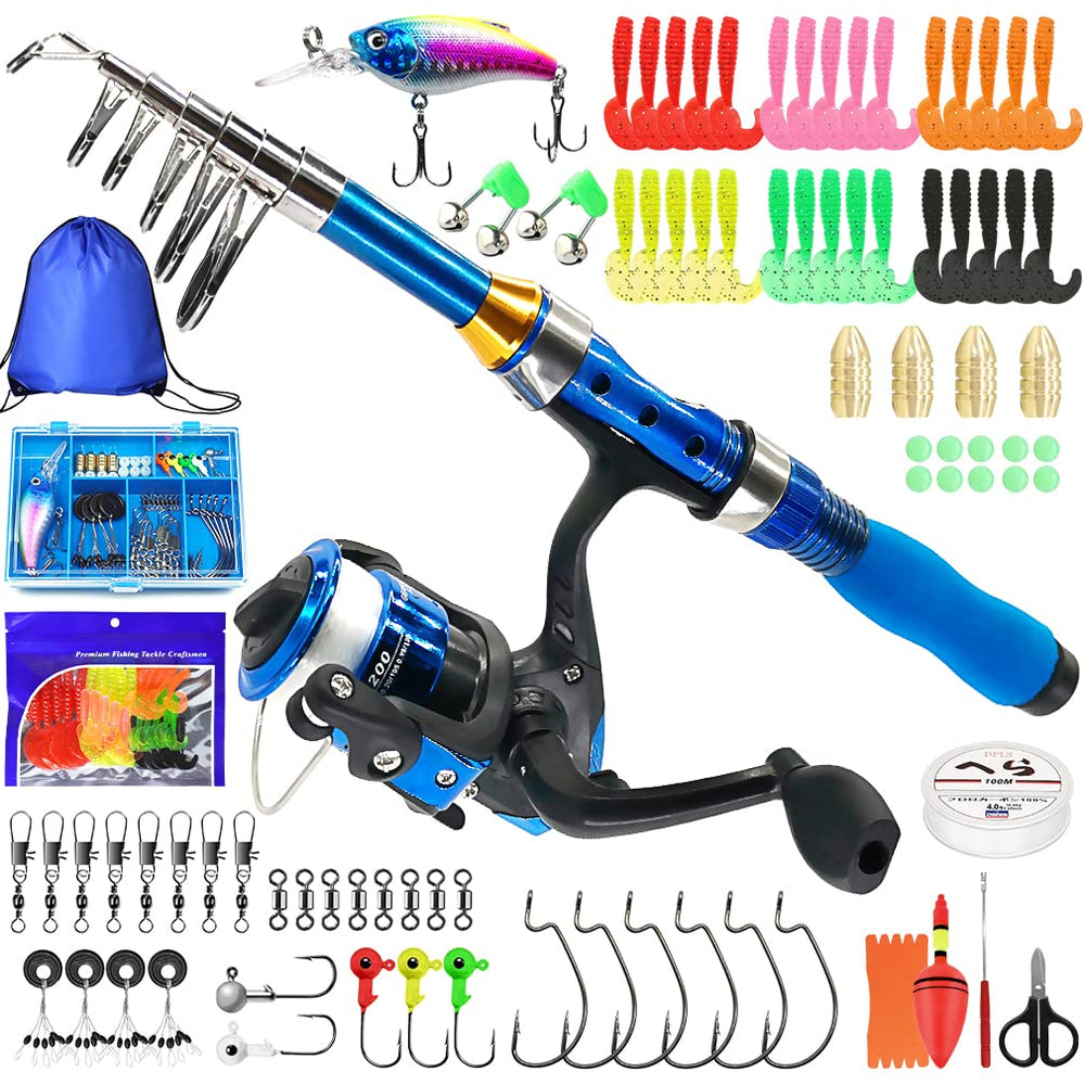 Kilitn kids fishing rod in extended position with reel attached