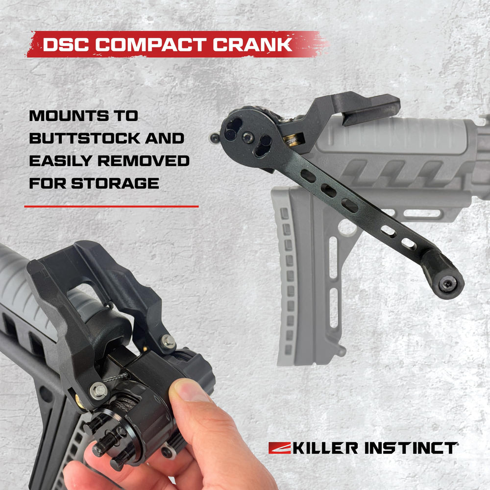 Killer Instinct DSC compact sled crank compatibility note with 2019+ aluminum barrel models.
