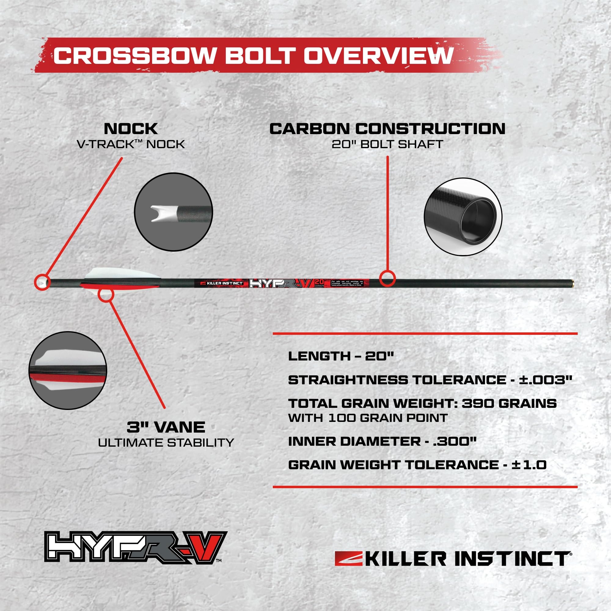 Killer Instinct bolt outer diameter 0.346 inches delivers stable flight.