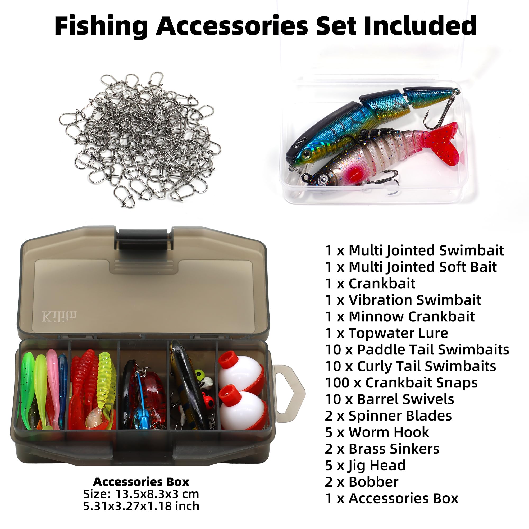 Accessories box and complete Kilitn 152-piece tackle set