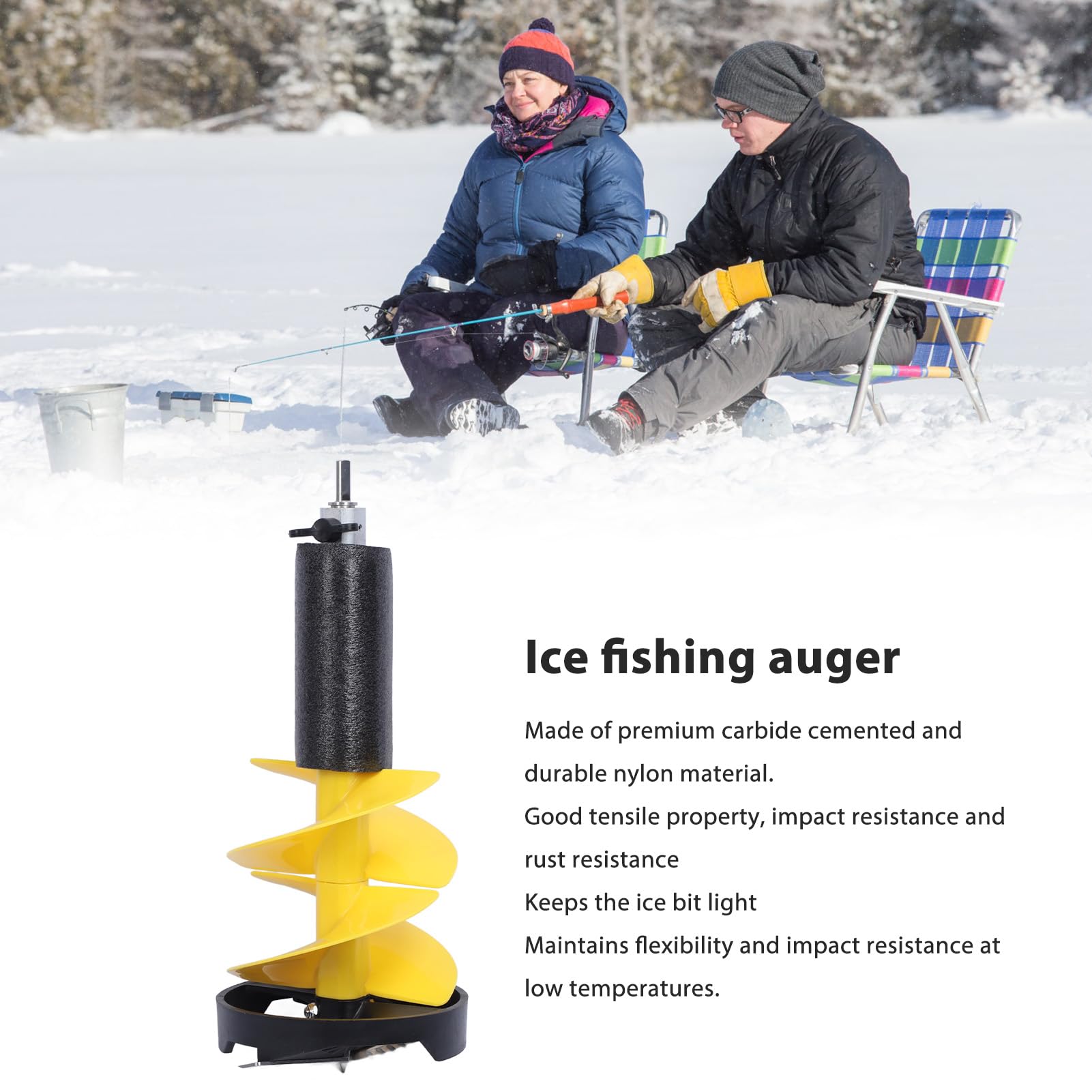 Kimiss electric ice auger measures 17.7in for stable drilling.