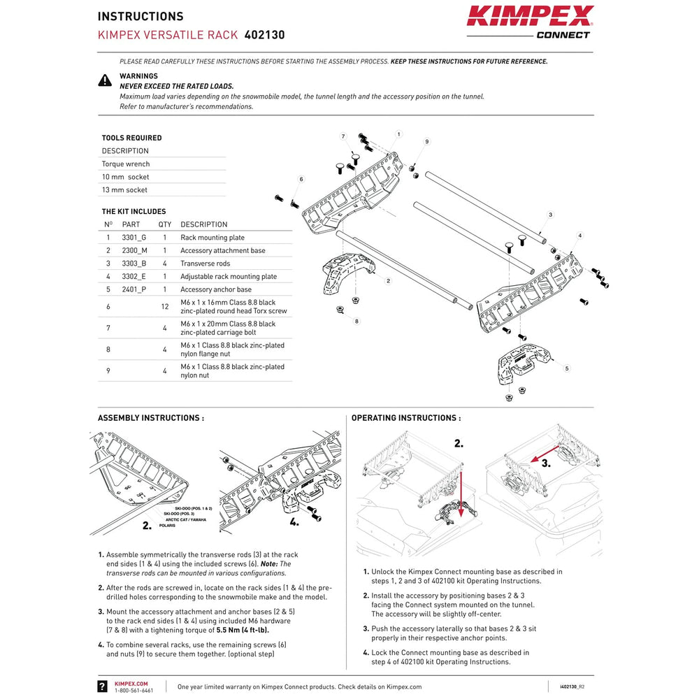 KimpexConnect versatile rack aluminum frame with black anodized finish for durability.
