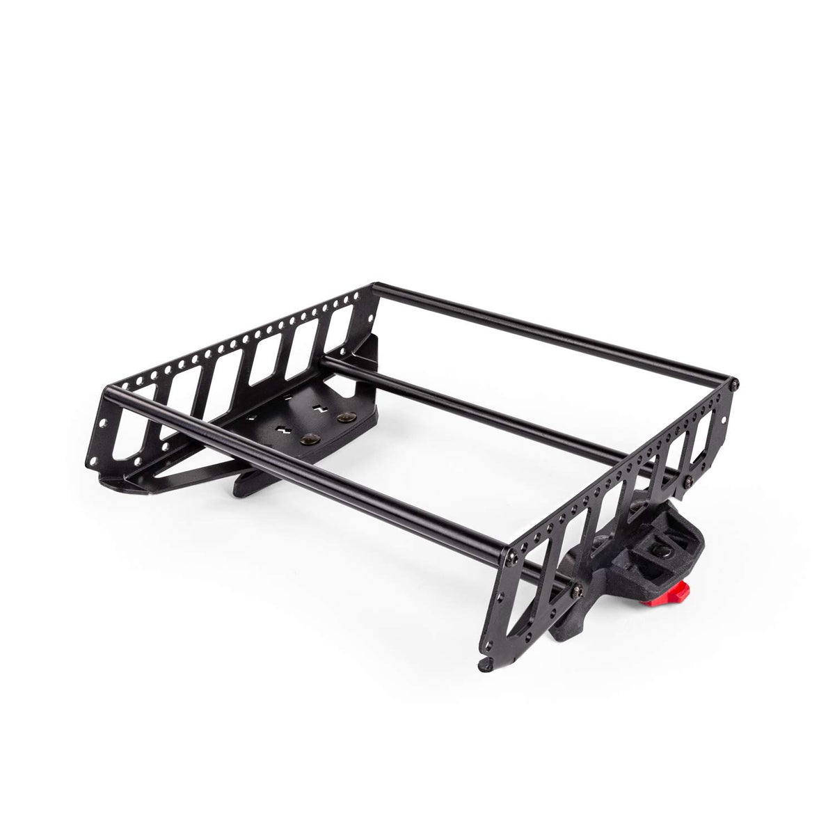 KimpexConnect versatile rack side view highlights lightweight aluminum construction for rugged trail use.