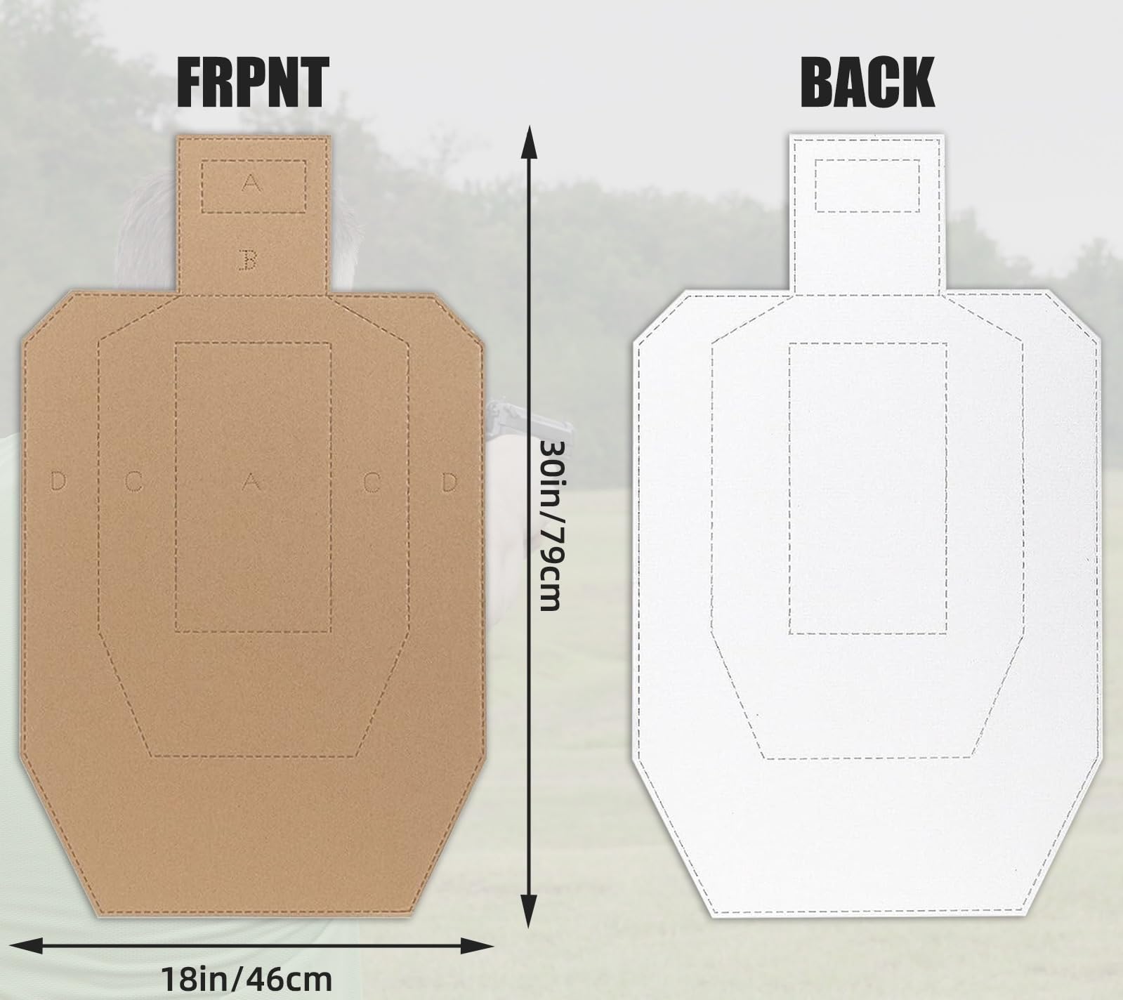 KIMSOFUNNY 30x18 inch target face demonstrates clear perforations and easy shot assessment