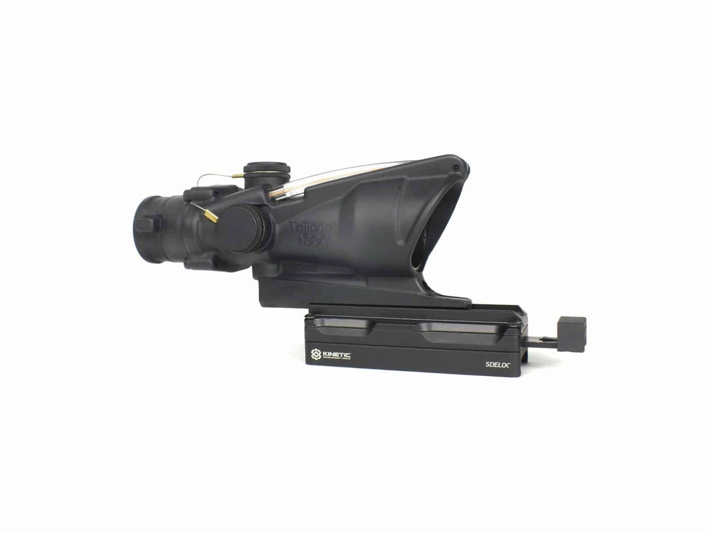 Kinetic Sidelok mount closeup showing precise fit for all ACOG models