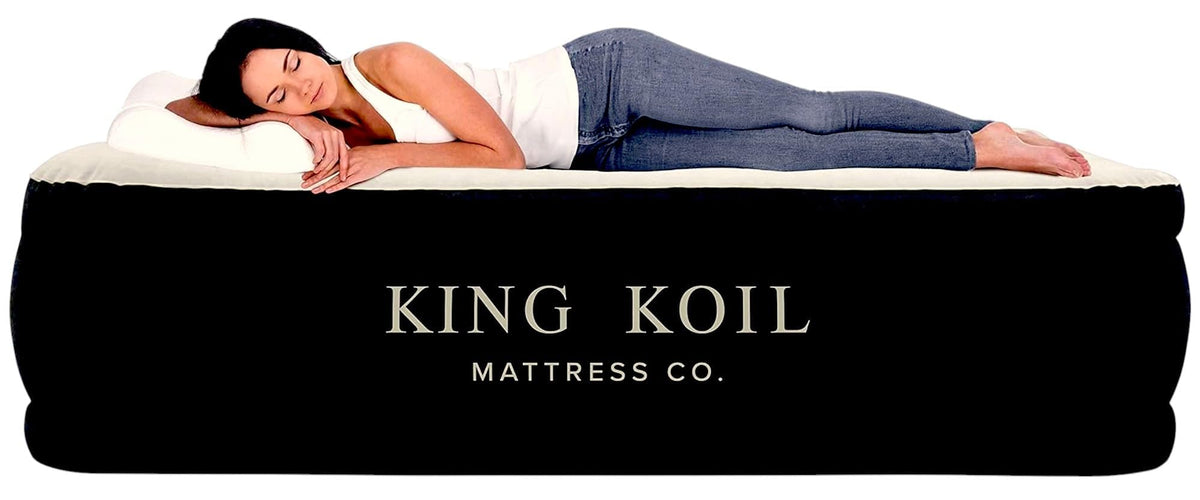 King Koil luxury air mattress queen with built-in pump for quick setup