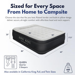 King Koil luxury air mattress queen coil-beam support distributes weight evenly