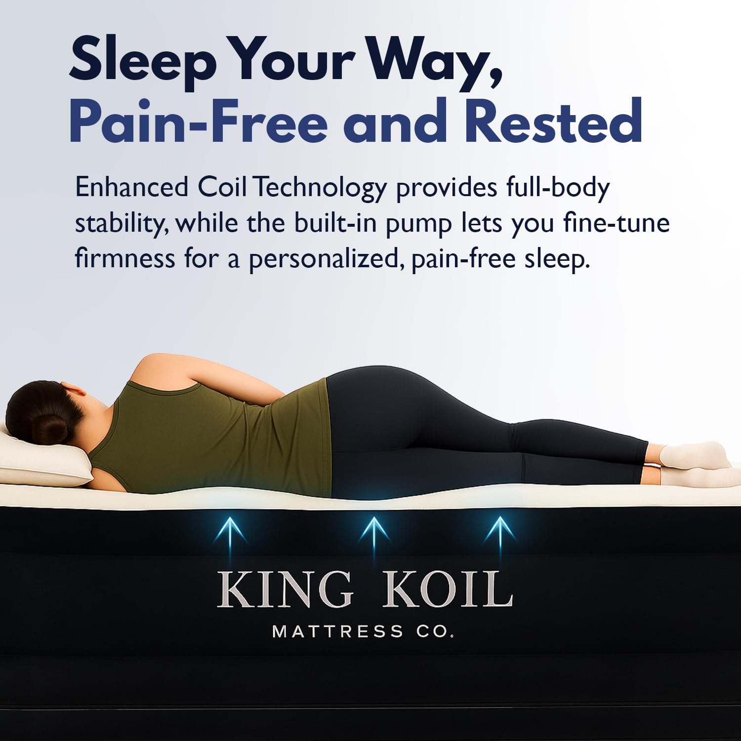 King Koil luxury air mattress queen velvet flocked top for premium feel