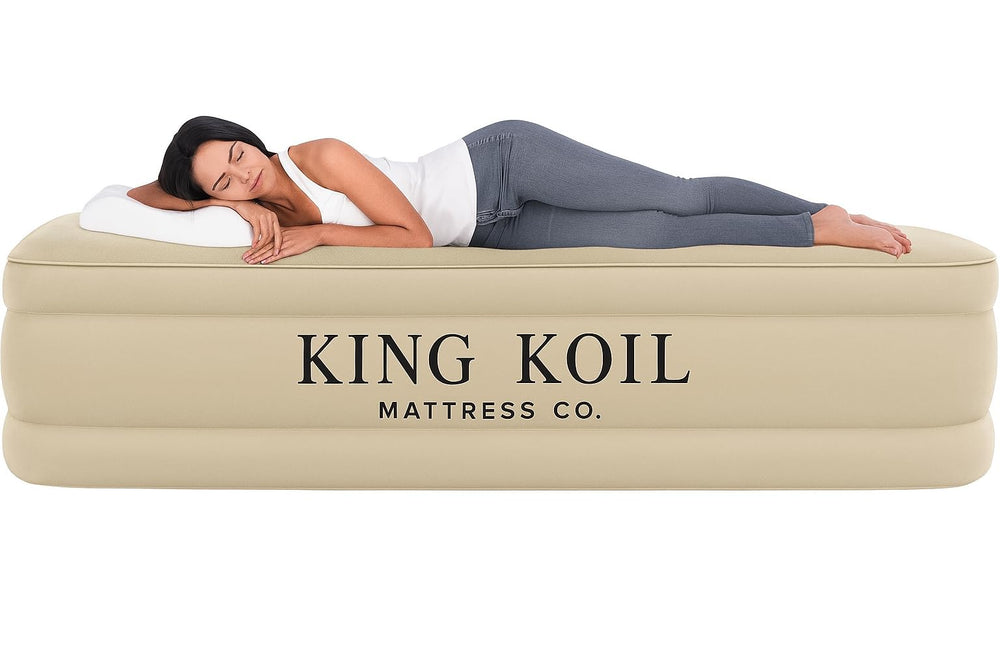 King Koil luxury queen air mattress with pillow-top for plush guest sleep.