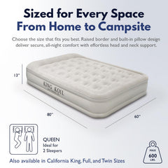 King Koil Luxury Queen Airbed built-in-pump inflates quickly for effortless setup