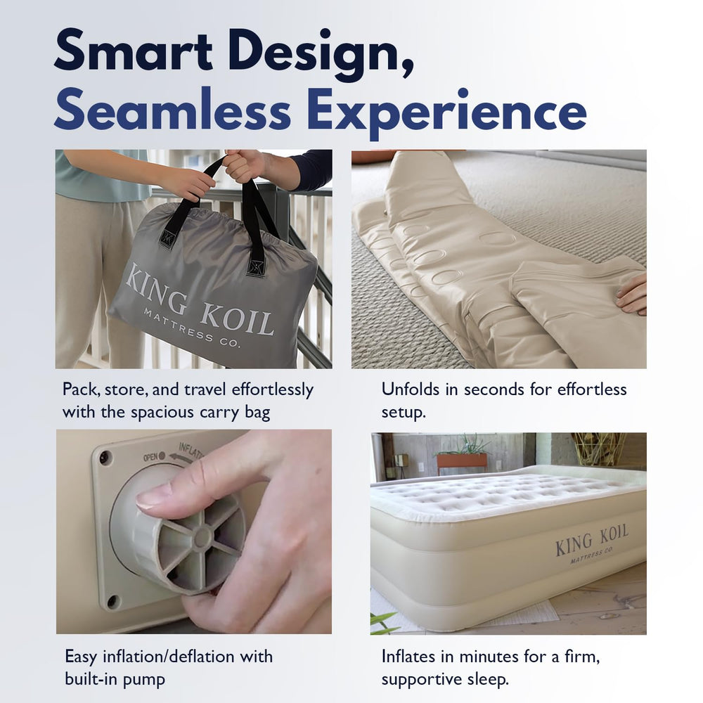 King Koil Luxury Queen Airbed compact-storage ideal for travel and guest rooms