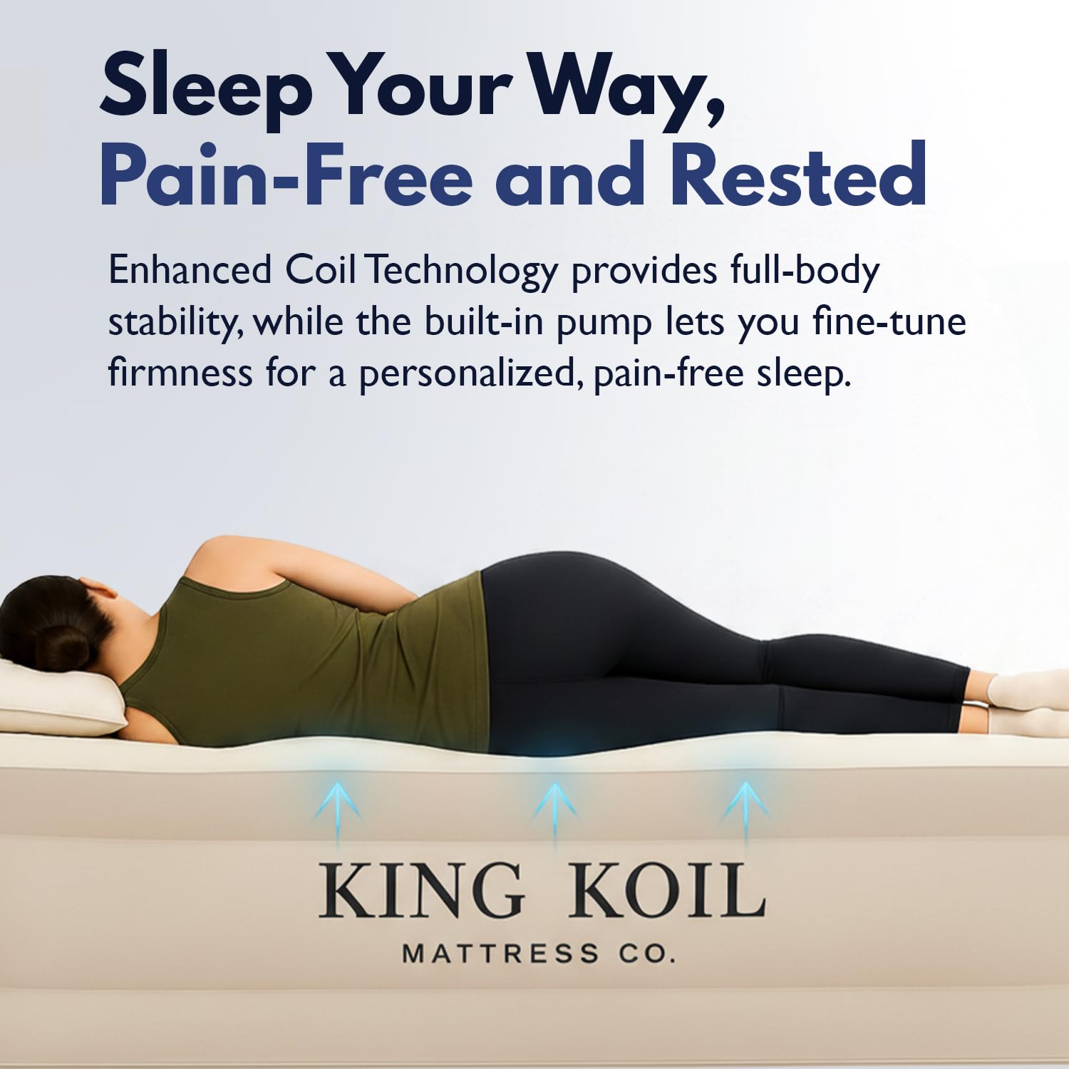 King Koil Luxury Queen Airbed no-slip-base keeps sleep posture stable
