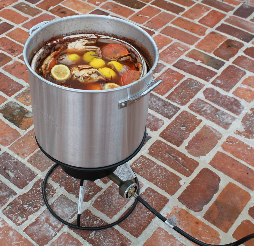 King Kooker 86PKT burner with thermometer for precise outdoor cooking