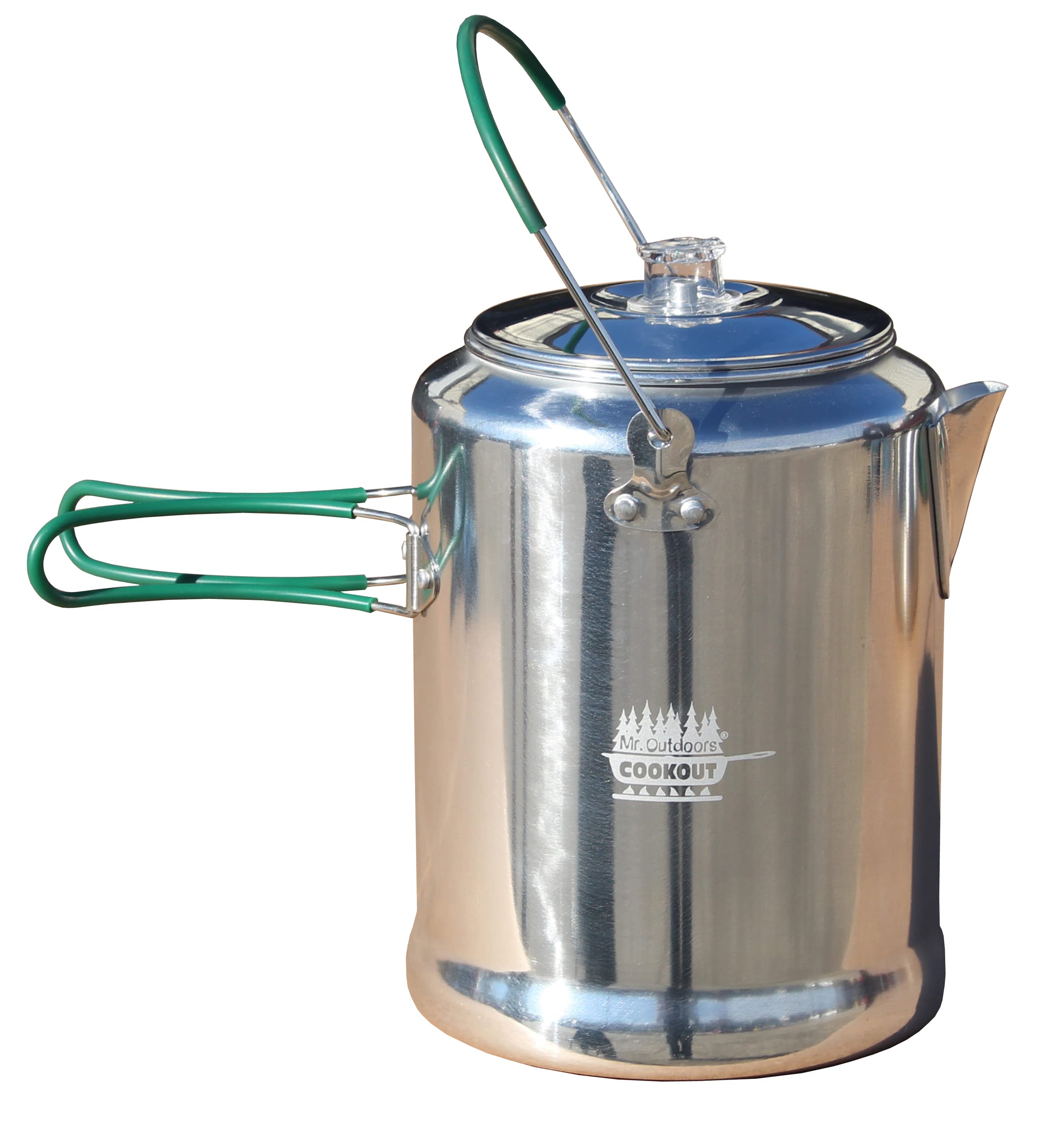 King Kooker Mr. Outdoors coffee percolator front view for easy campsite brewing